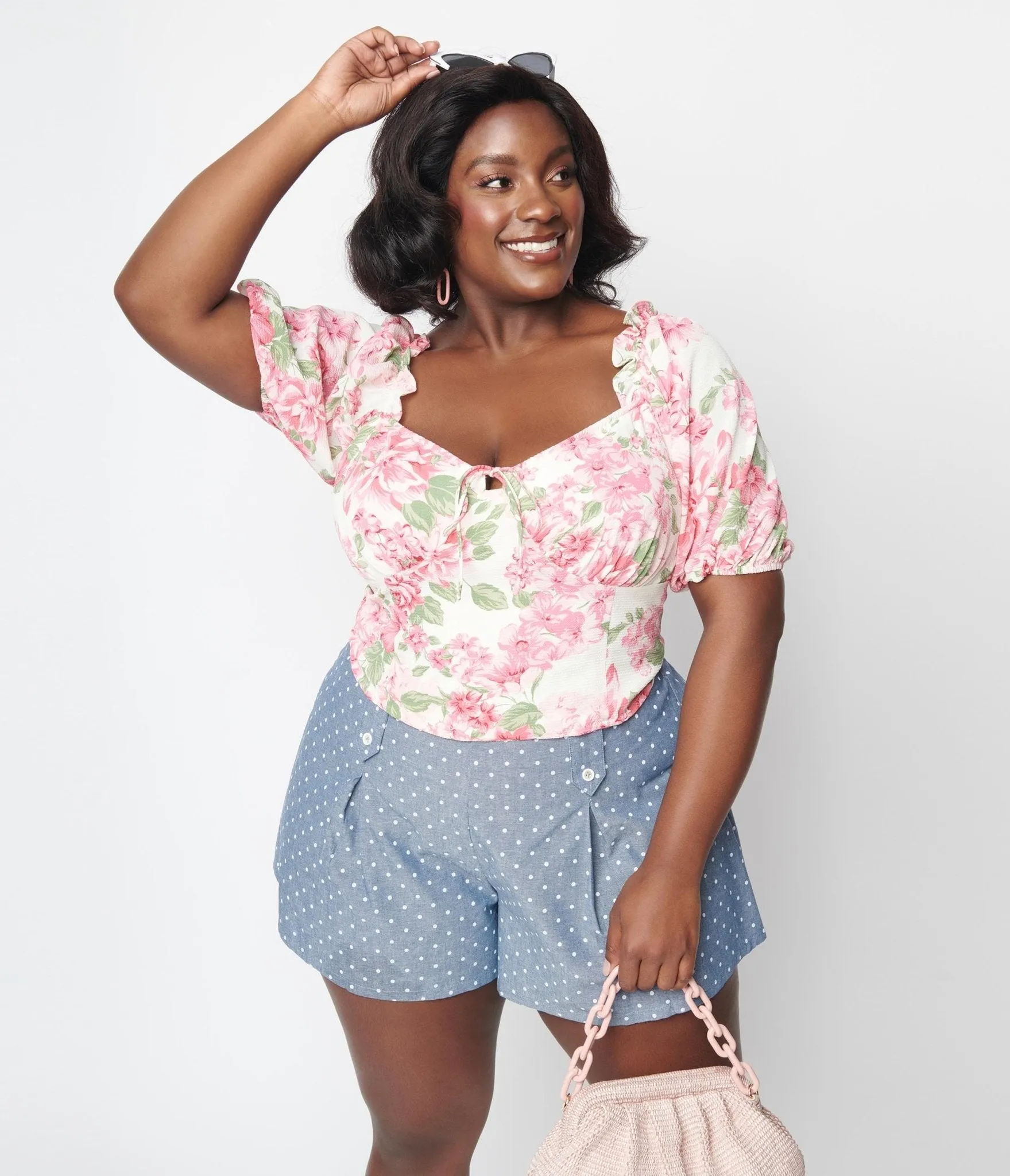 Plus Size Ivory Floral Truth Be Told Viviana Crop Top sold by Unique Vintage product image thumbnail 4