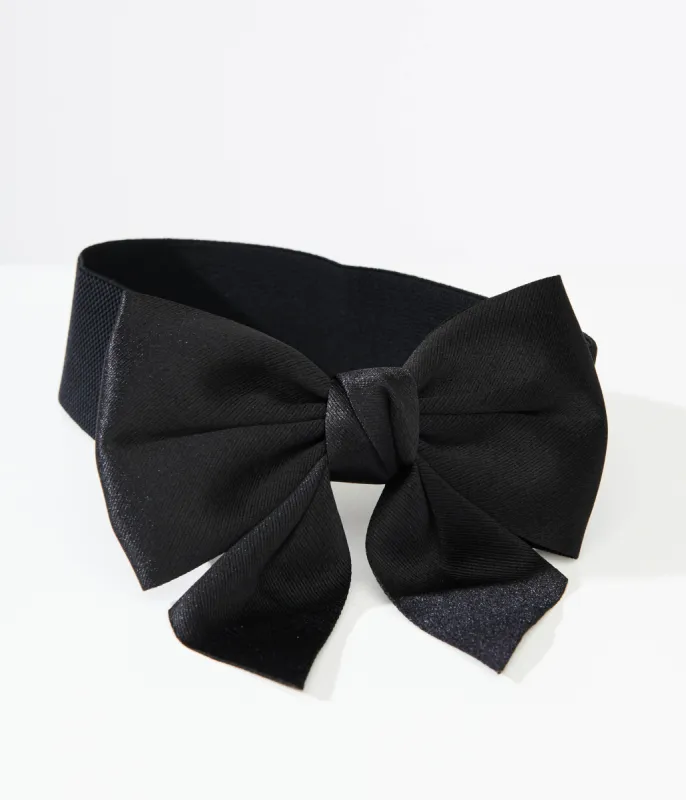 Unique Vintage 1950s Black Bow Cinch Belt sold by Unique Vintage