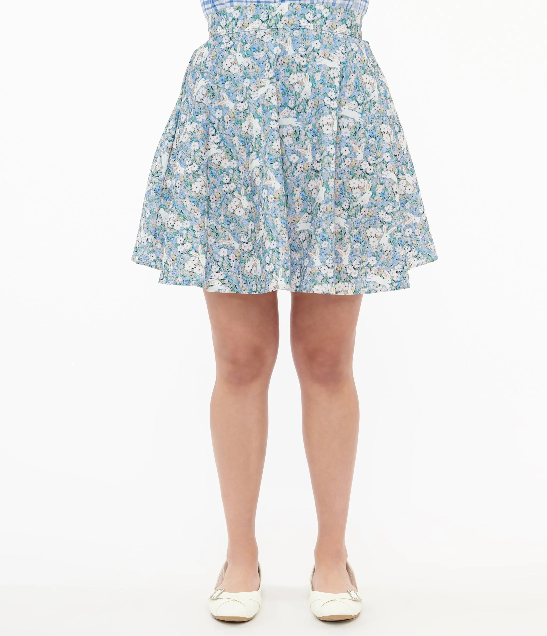 Retrolicious 1950s Blue & White Bunny Print Cotton Skater Skirt sold by Unique Vintage product image thumbnail 2