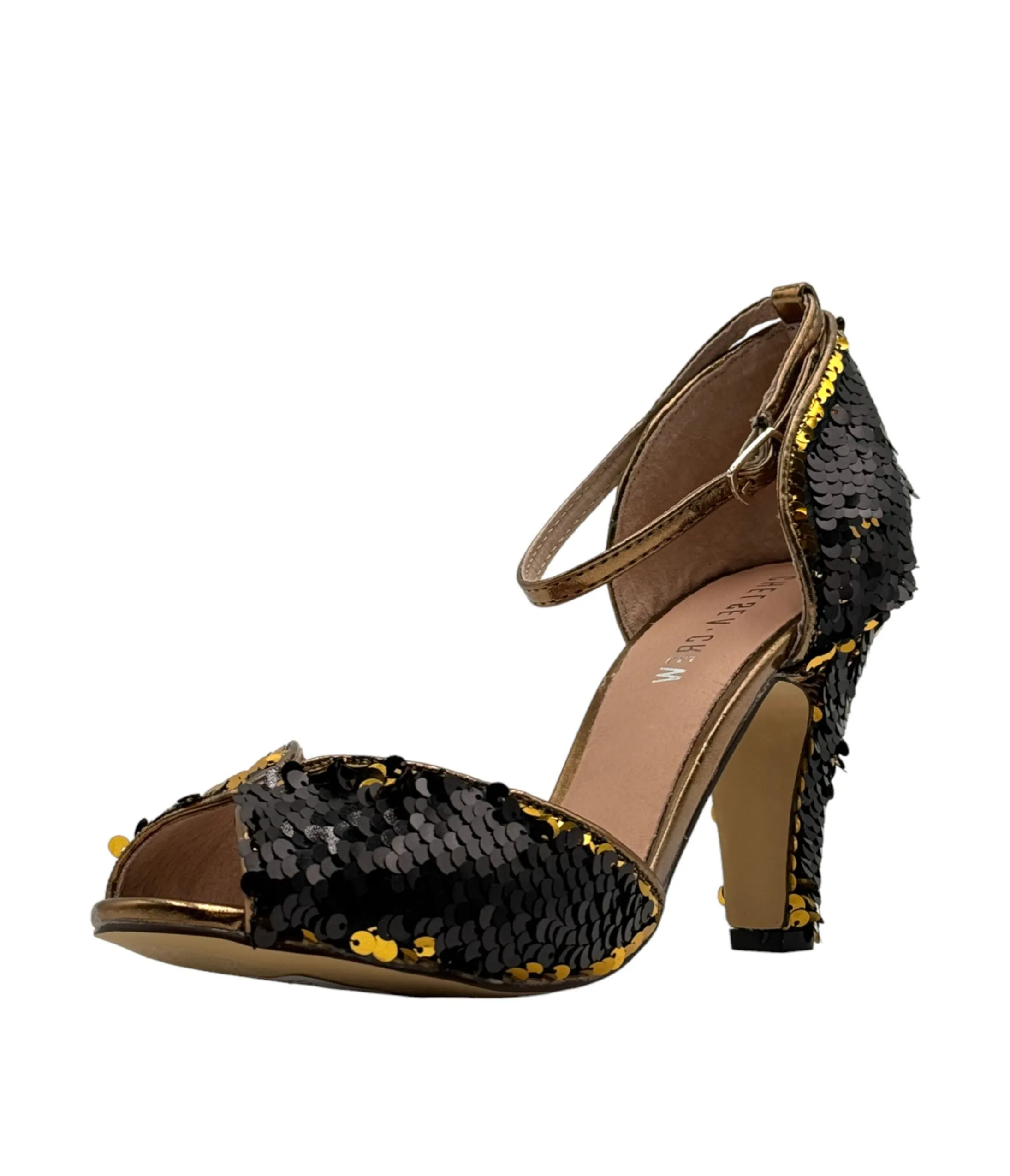 Chelsea Crew Black & Gold Sequin Lola Pumps sold by Unique Vintage product image thumbnail 2