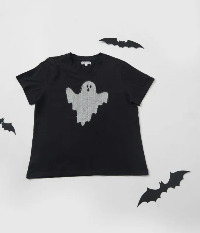Black Ghost Sequin Unisex Tee sold by Unique Vintage