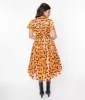 Orange & Black Bat Midori Swing Dress sold by Unique Vintage