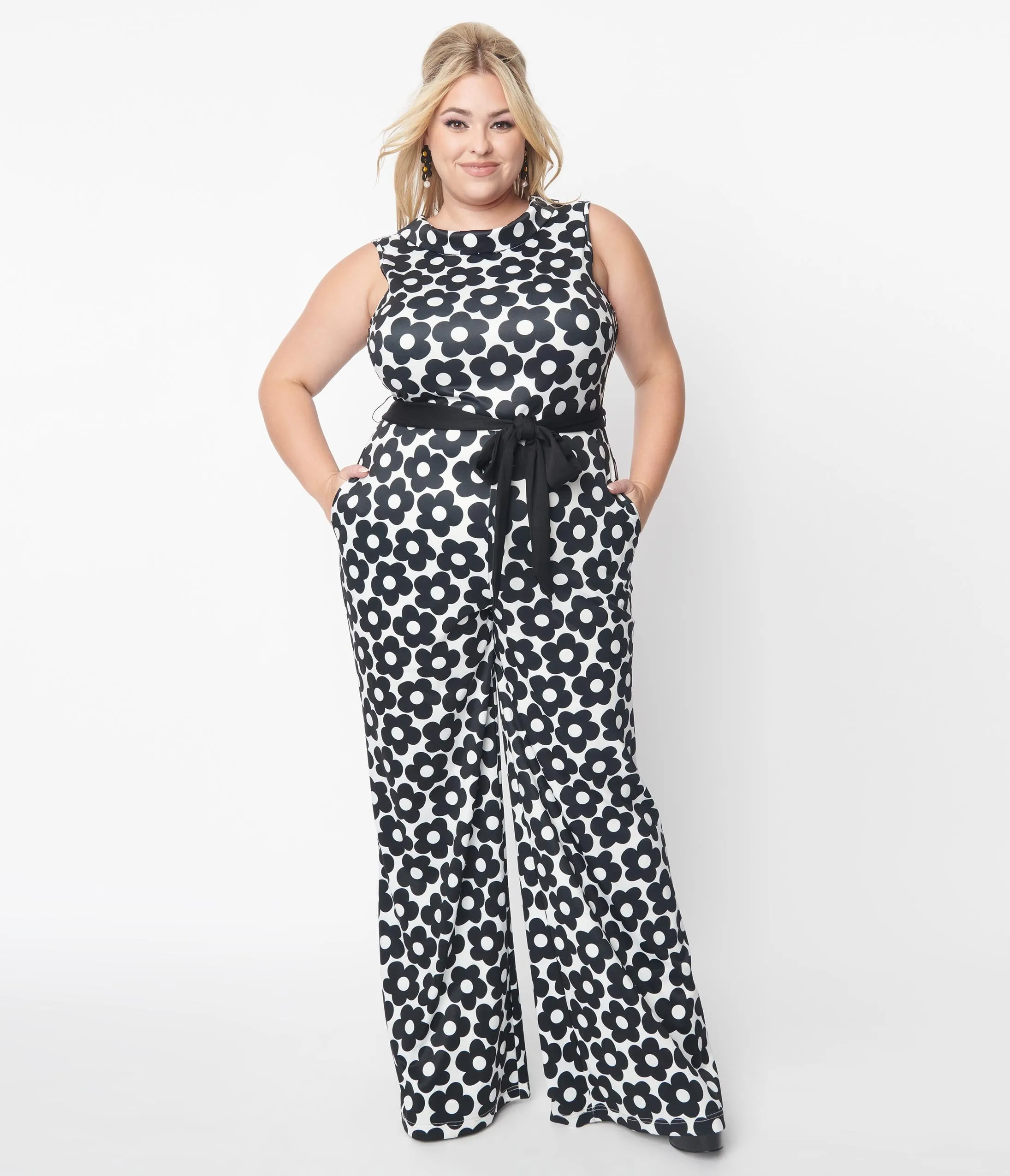 Smak Parlour Plus Size Daisy Print Cowl Neck Jumpsuit sold by Unique Vintage