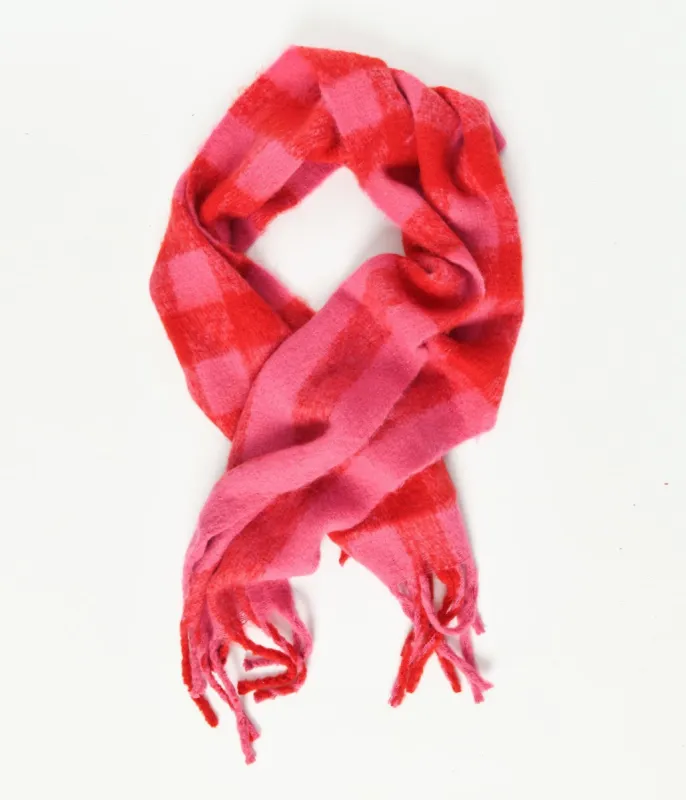 Pink & Red Checkered Noelle Scarf sold by Unique Vintage