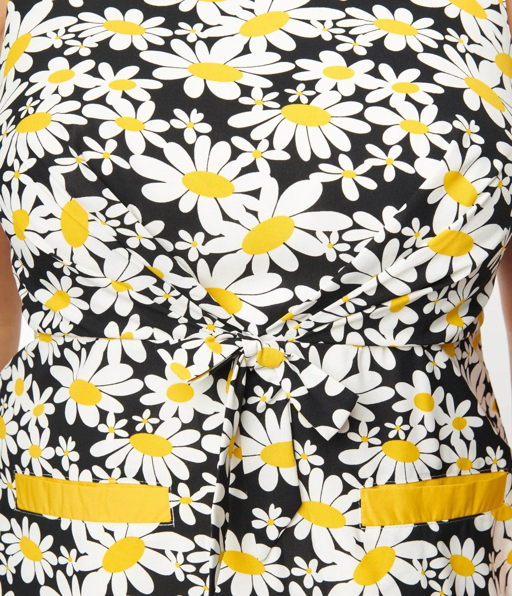 Smak Parlour Black & White Daisies Tie Front Shift Dress sold by Unique Vintage product image thumbnail 2