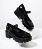 Rylee Black Patent Leatherette Chunky Platform Mary Jane Heels sold by Unique Vintage