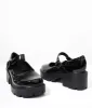 Rylee Black Patent Leatherette Chunky Platform Mary Jane Heels sold by Unique Vintage