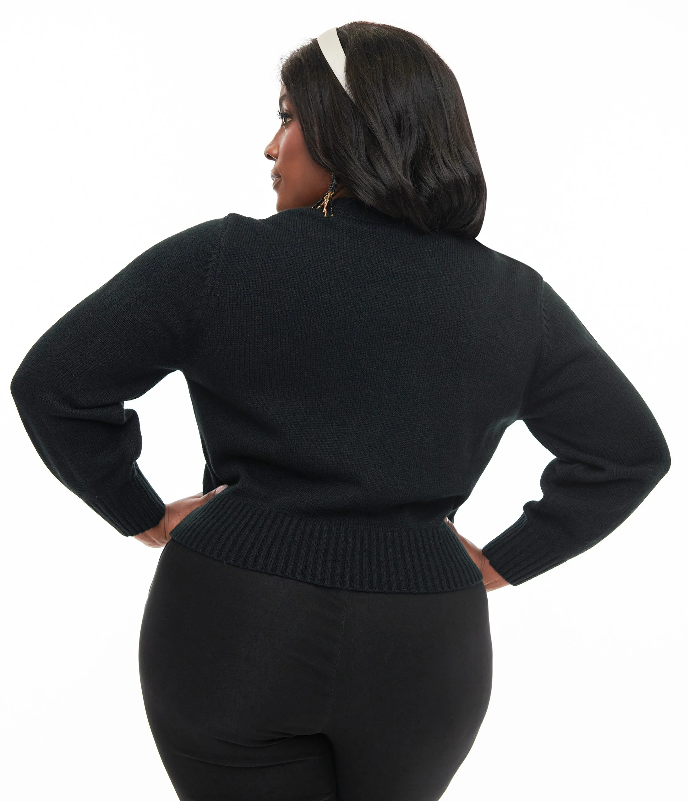 Unique Vintage Plus Size 1950s Black & Silver Bat Cropped Cardigan sold by Unique Vintage product image thumbnail 2