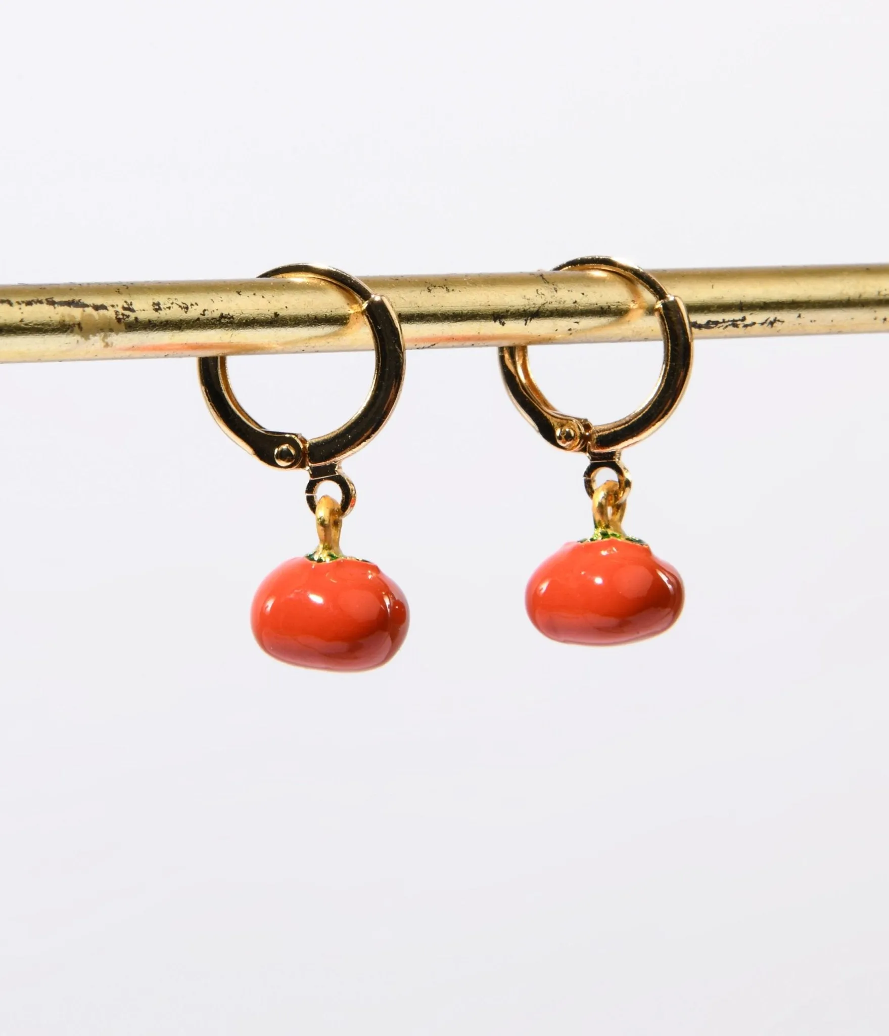 Tomato Huggie Drop Earrings sold by Unique Vintage product image thumbnail 2
