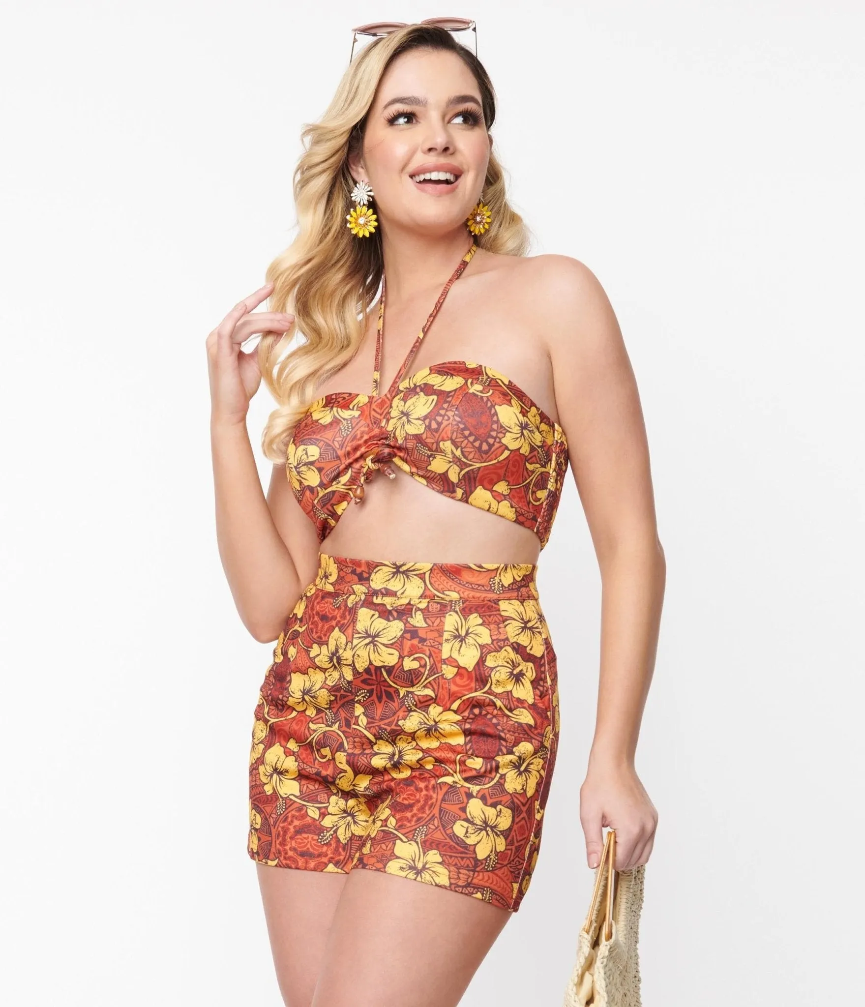 Orange & Yellow Tropical Floral Mimosa Tube Top sold by Unique Vintage product image thumbnail 5