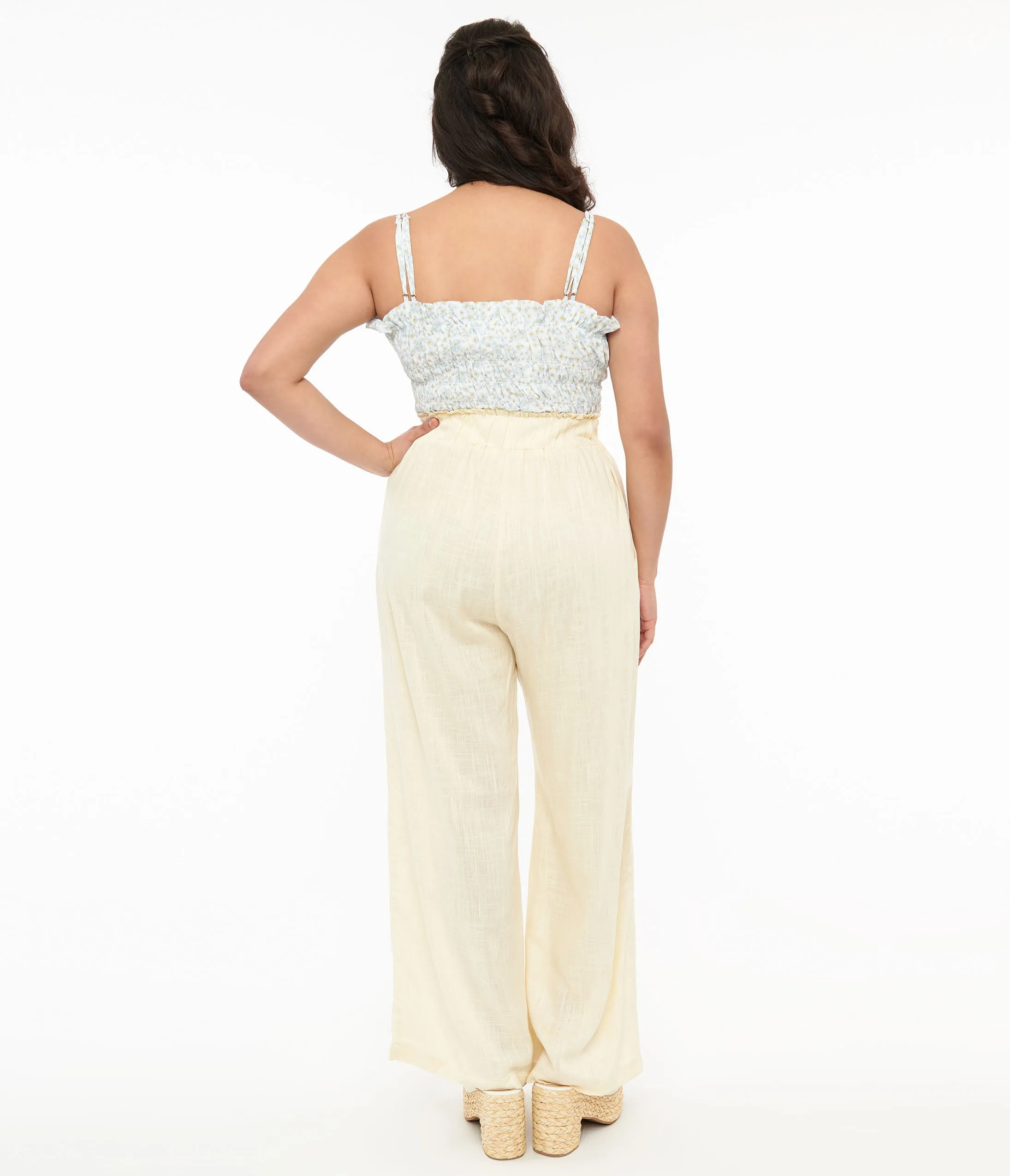 1970s Ivory Wide Leg Pants sold by Unique Vintage product image thumbnail 3