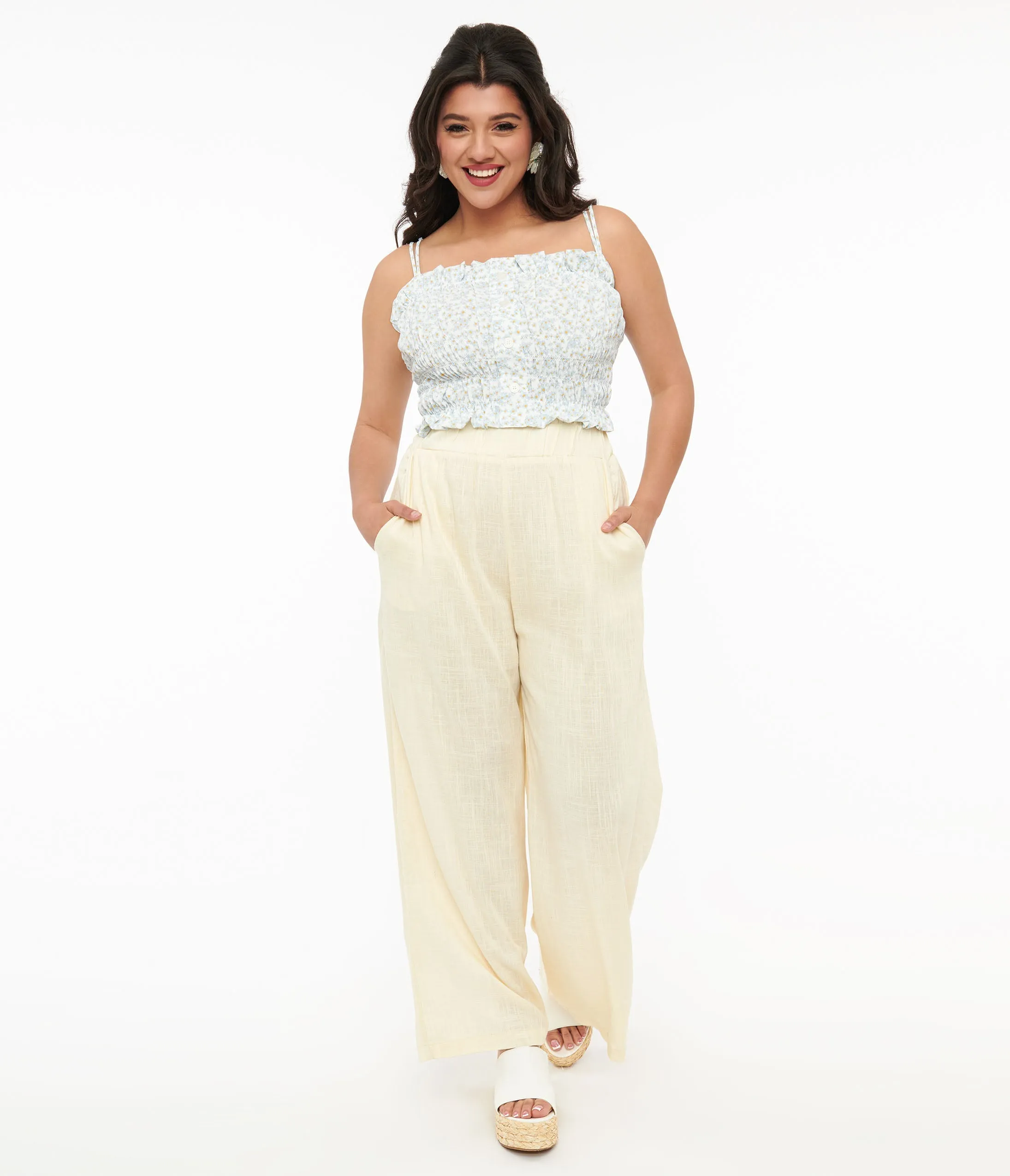 1970s Ivory Wide Leg Pants sold by Unique Vintage