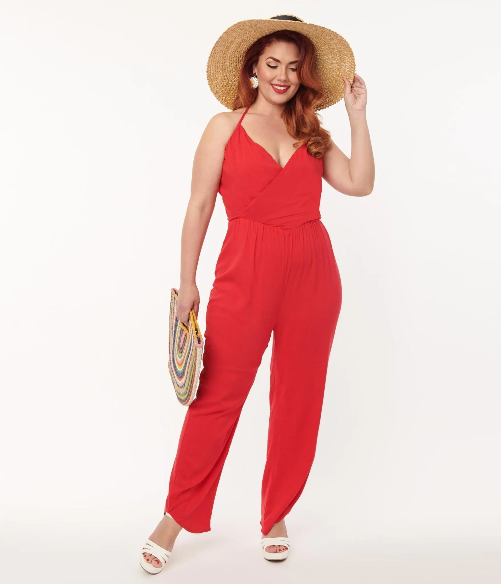 Plus Size Red Halter Jumpsuit sold by Unique Vintage product image thumbnail 5