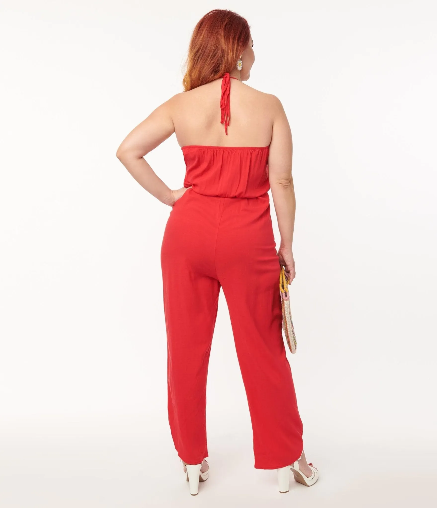 Plus Size Red Halter Jumpsuit sold by Unique Vintage product image thumbnail 2