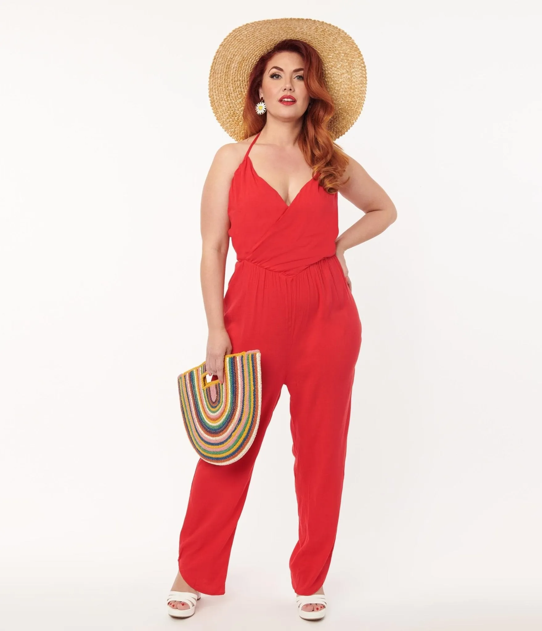 Plus Size Red Halter Jumpsuit sold by Unique Vintage product image thumbnail 4