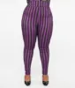 Unique Vintage Plus Size 1960s Black & Purple Stripe High Waist Cigarette Pants sold by Unique Vintage