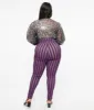 Unique Vintage Plus Size 1960s Black & Purple Stripe High Waist Cigarette Pants sold by Unique Vintage