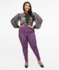 Unique Vintage Plus Size 1960s Black & Purple Stripe High Waist Cigarette Pants sold by Unique Vintage