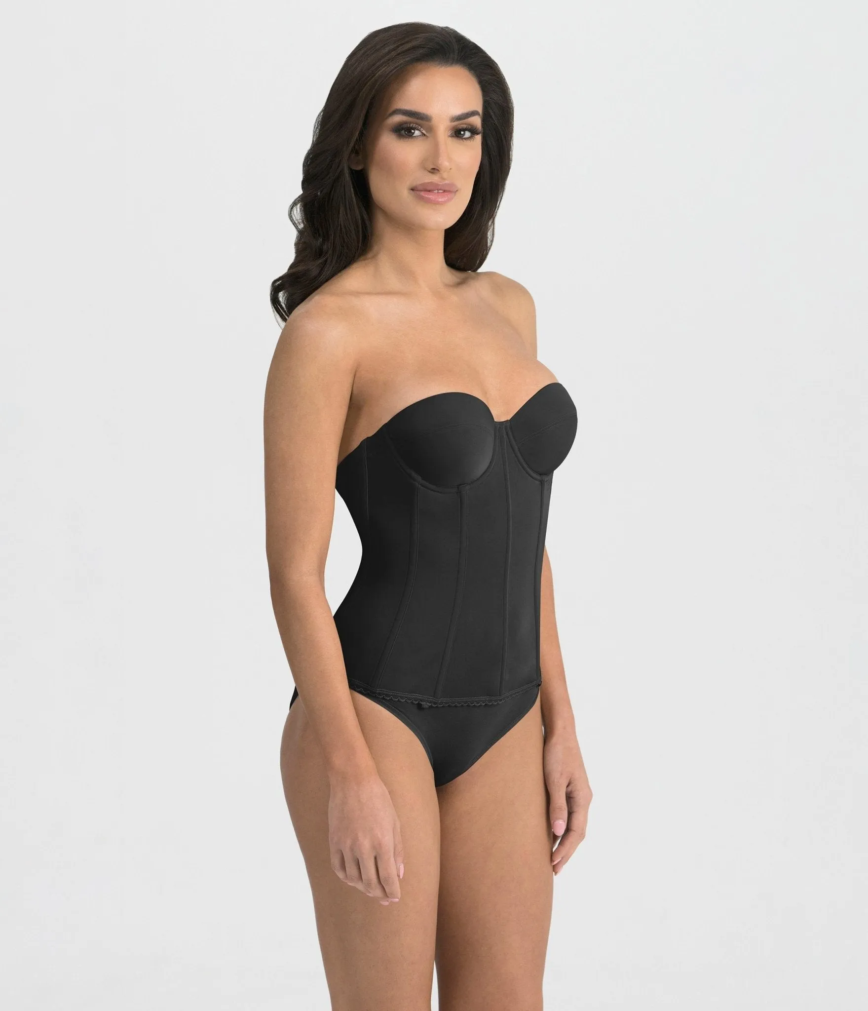 Black Low Back Strapless Longline Brianna Bra sold by Unique Vintage product image thumbnail 2