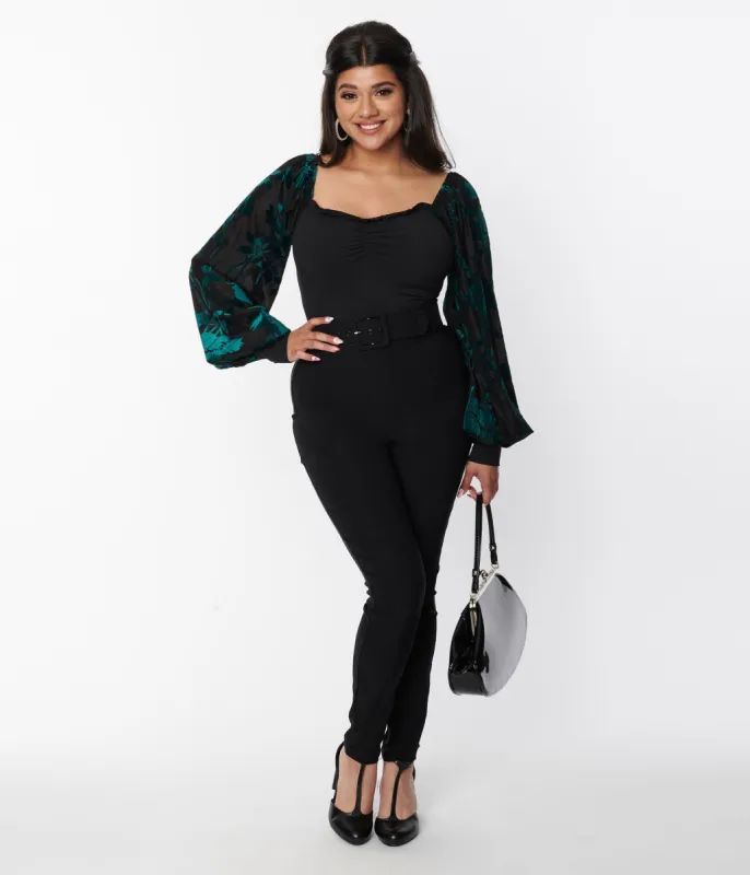 Unique Vintage Black Belted Rizzo Cigarette Pants sold by Unique Vintage
