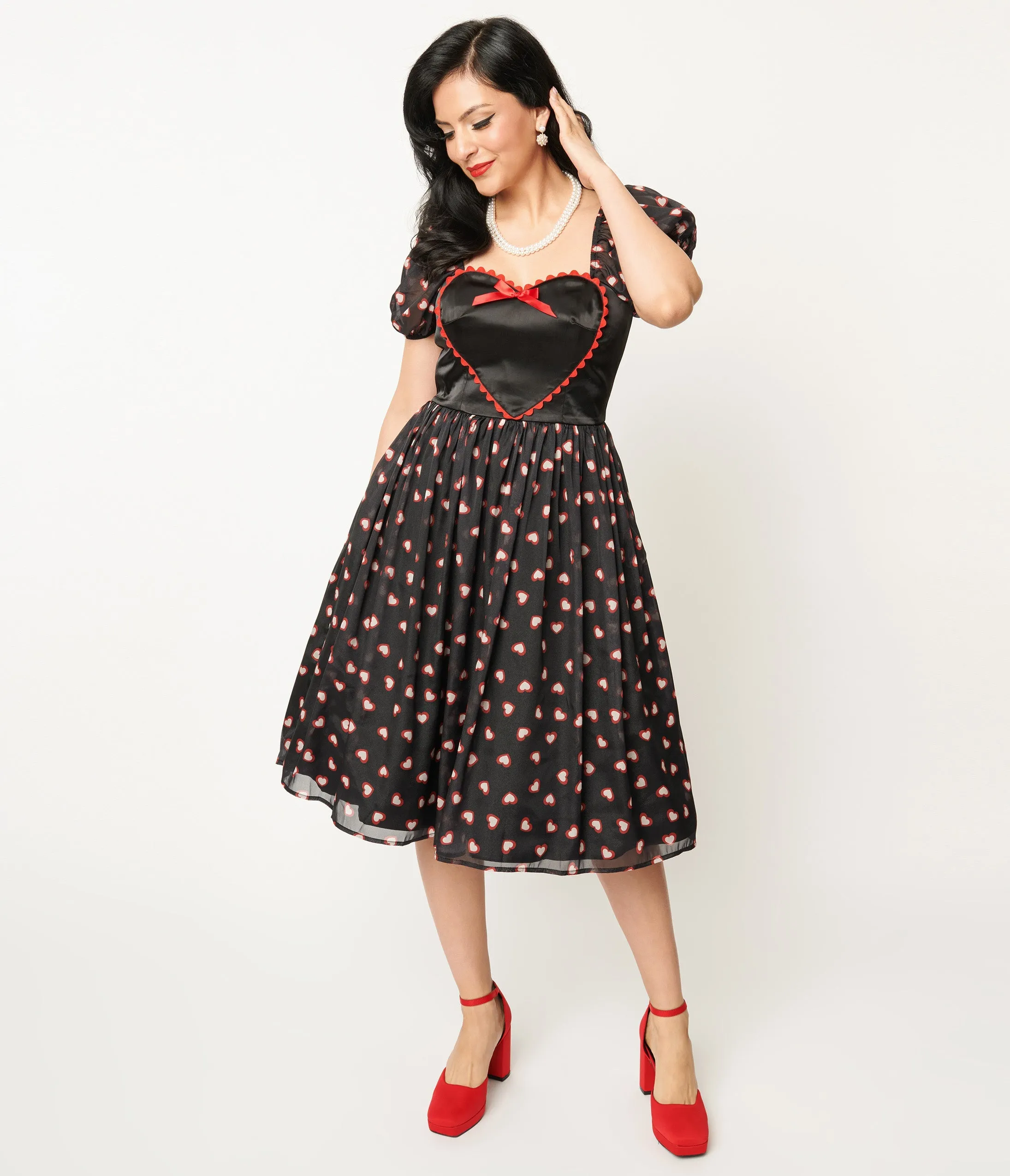 Unique Vintage Black Cupid's Lover Swing Dress sold by Unique Vintage