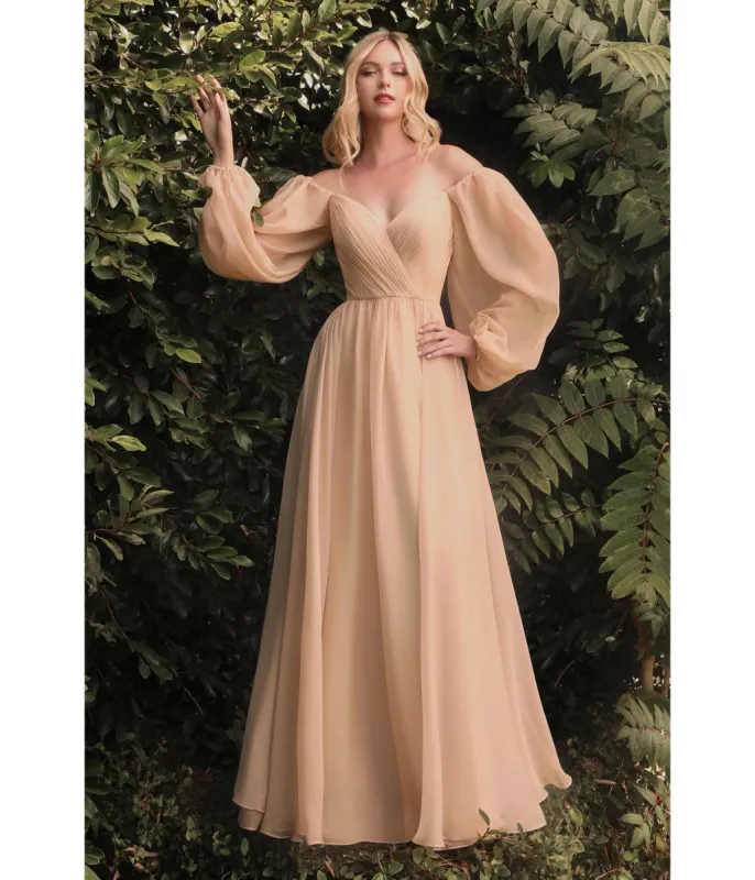 Cinderella Divine  Champagne Chiffon Sweetheart Bridesmaid Goddess Gown sold by Unique Vintage
