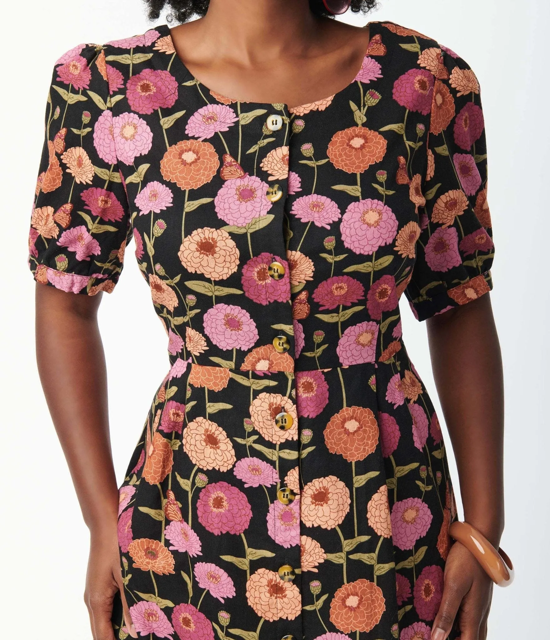 Black & Zinnia Floral Fit & Flare Dress sold by Unique Vintage product image thumbnail 2