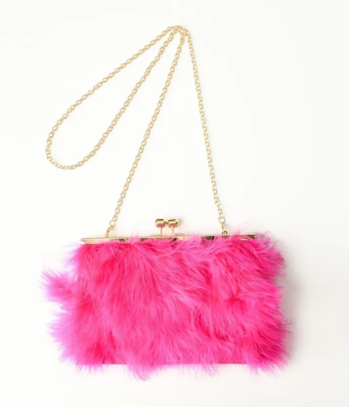 Hot Pink Fur Clutch Bag sold by Unique Vintage