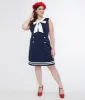 Voodoo Vixen 1950s Navy & White Nautical Bow Dress sold by Unique Vintage