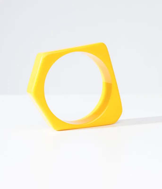 1960s Yellow Acrylic Stacking Bangle sold by Unique Vintage