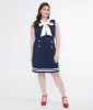 Voodoo Vixen 1950s Navy & White Nautical Bow Dress sold by Unique Vintage