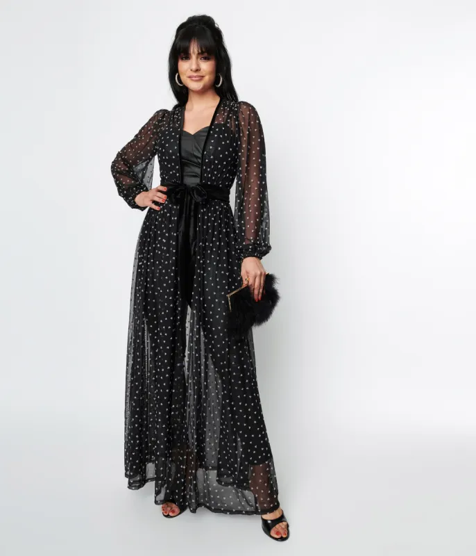 Unique Vintage Black & Pink Hearts Mesh Hollywood Duster sold by Unique Vintage