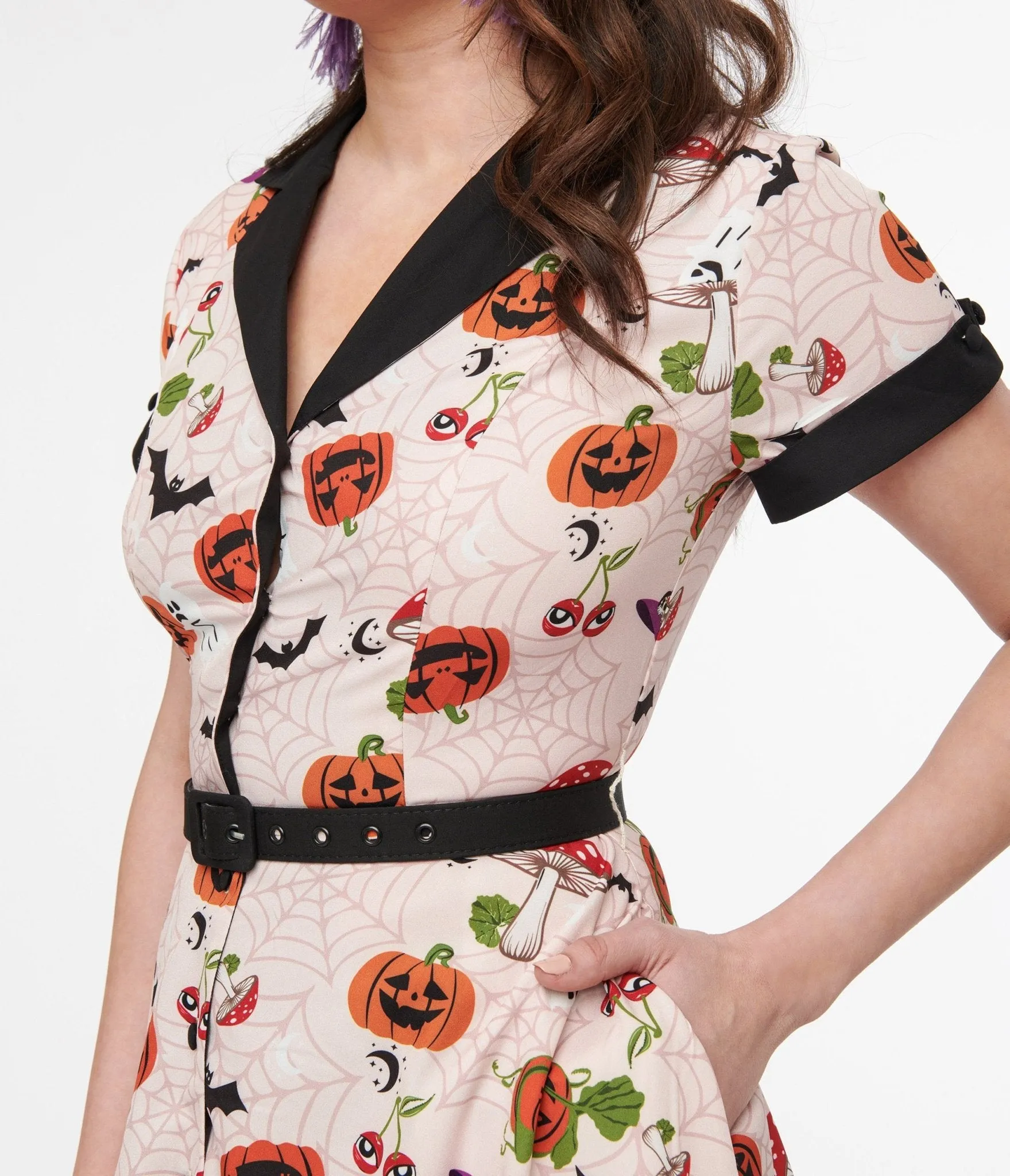 Unique Vintage 1950s Pink Halloween Print Alexis Swing Dress sold by Unique Vintage product image thumbnail 2