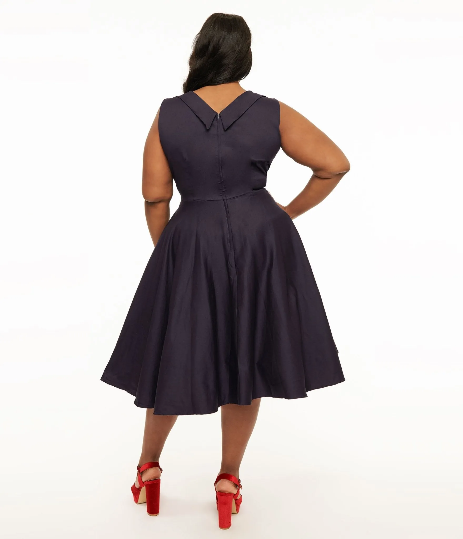 Dolly & Dotty 1950s Navy & Red Grace Swing Dress sold by Unique Vintage product image thumbnail 2