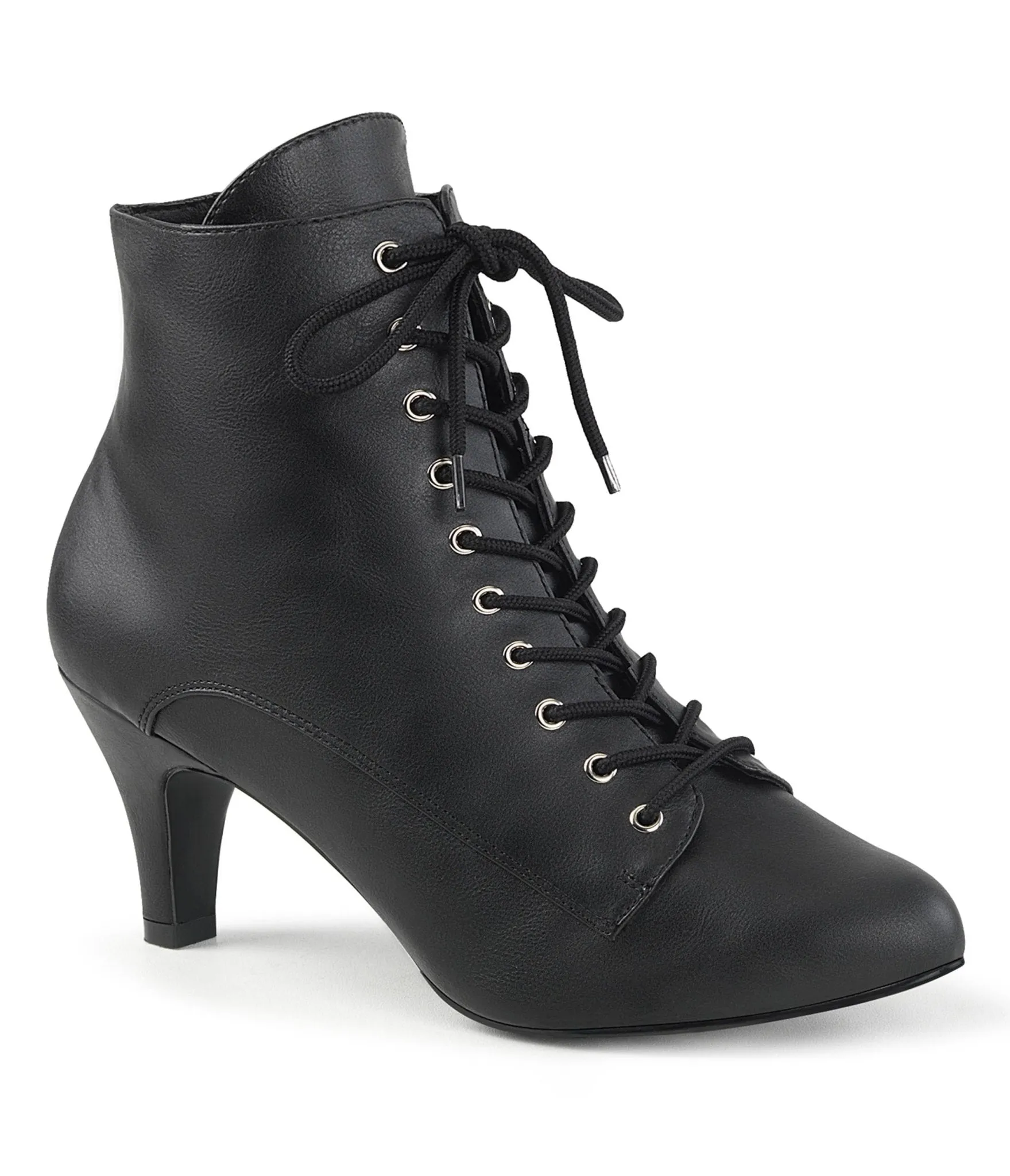Black Leatherette Heeled Ankle Boots sold by Unique Vintage