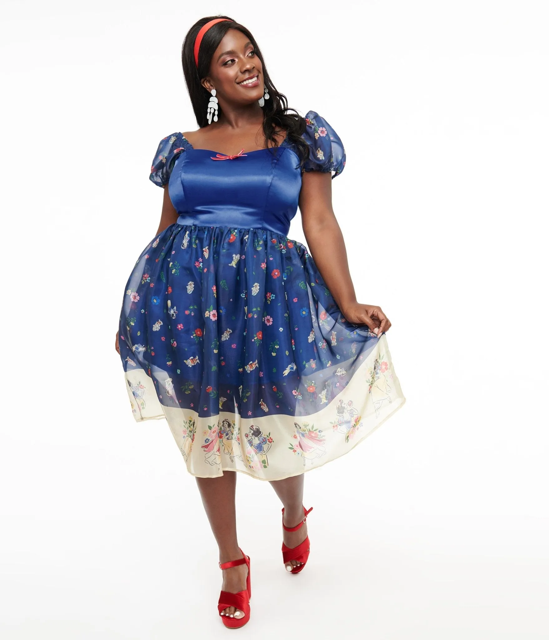 Disney Princess collection by Unique Vintage Plus Size Blue Snow White Print Sweetheart Dress sold by Unique Vintage