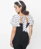 Unique Vintage 1930s Black & White Dot Flutter Sleeve Blouse sold by Unique Vintage