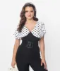 Unique Vintage 1930s Black & White Dot Flutter Sleeve Blouse sold by Unique Vintage