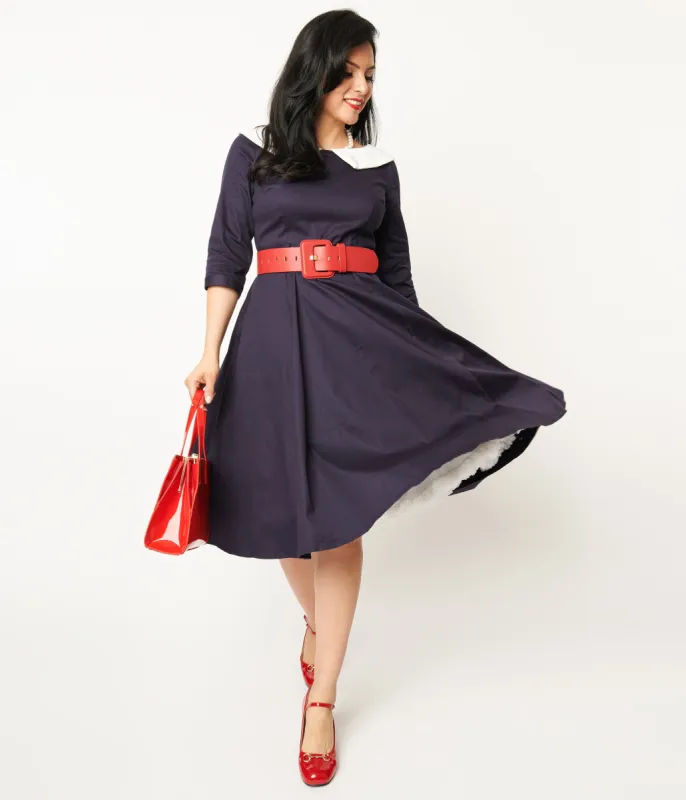 Collectif Navy & White Elle Swing Dress sold by Unique Vintage