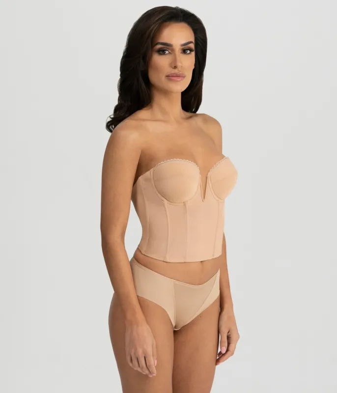 Mocha V-Wire Backless Strapless Valerie Bridal Bra sold by Unique Vintage