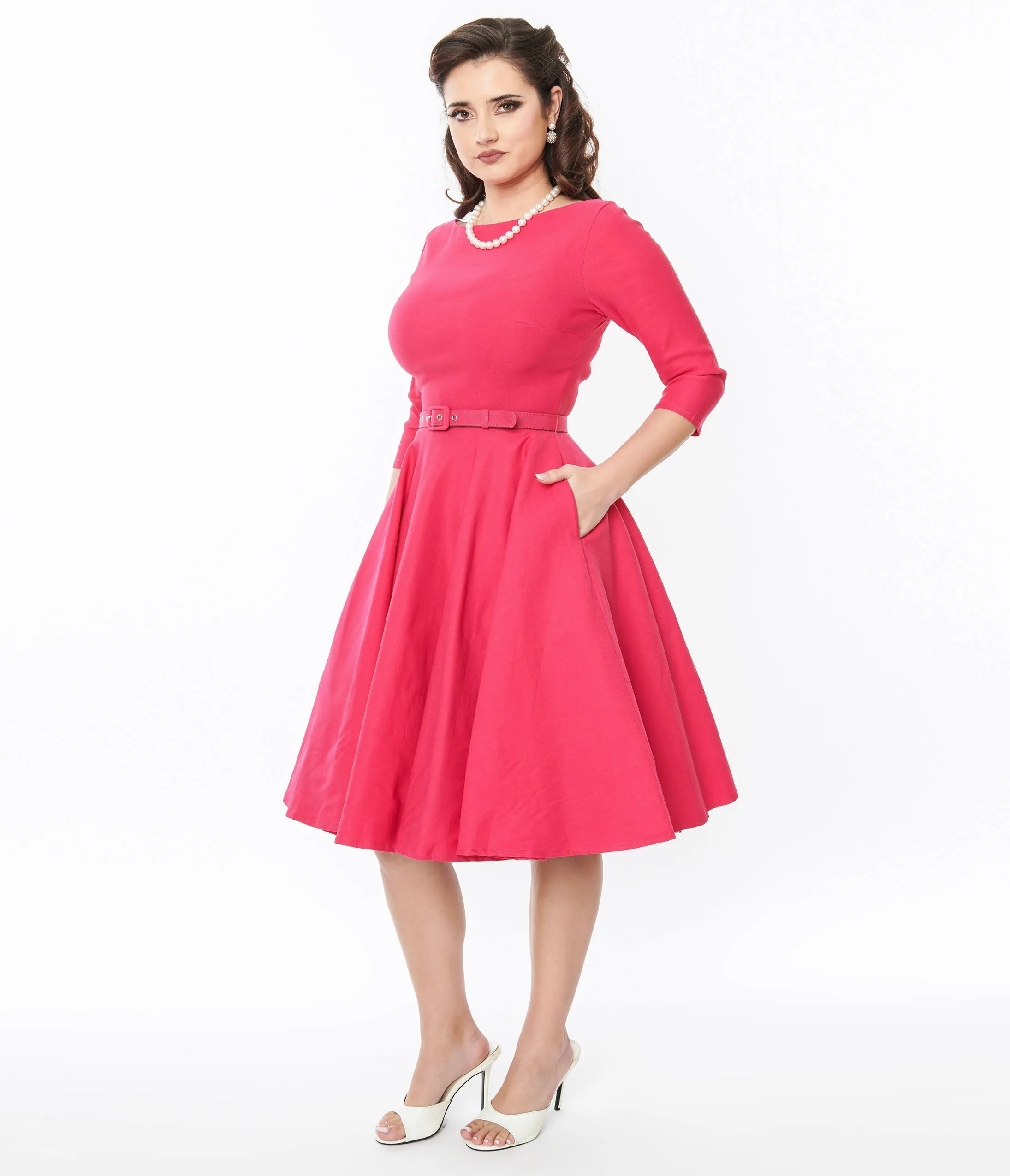 Unique Vintage Hot Pink Devon Swing Dress sold by Unique Vintage product image thumbnail 2