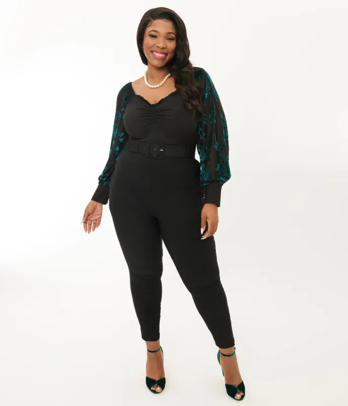 Unique Vintage Plus Size Black Belted Rizzo Cigarette Pants sold by Unique Vintage