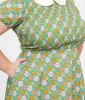 Smak Parlour Plus Size 1960s Green Floral Smocked Fit & Flare Dress sold by Unique Vintage
