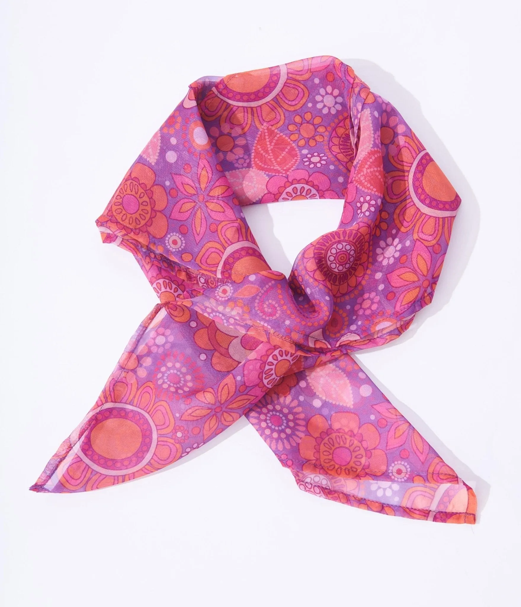 Smak Parlour Purple Groovy Flower Dot Hair Scarf sold by Unique Vintage