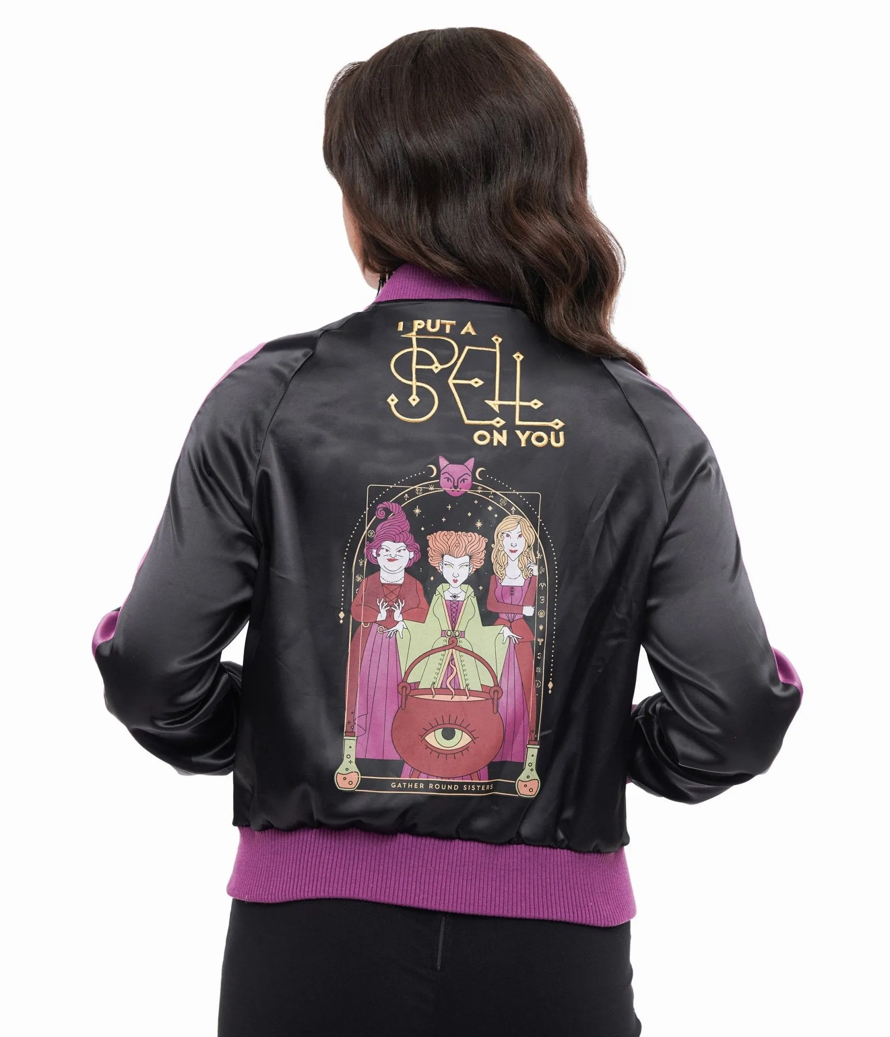 Disney Hocus Pocus Collection by Unique Vintage Purple & Black Hocus Pocus Spell Bomber Jacket sold by Unique Vintage product image thumbnail 2