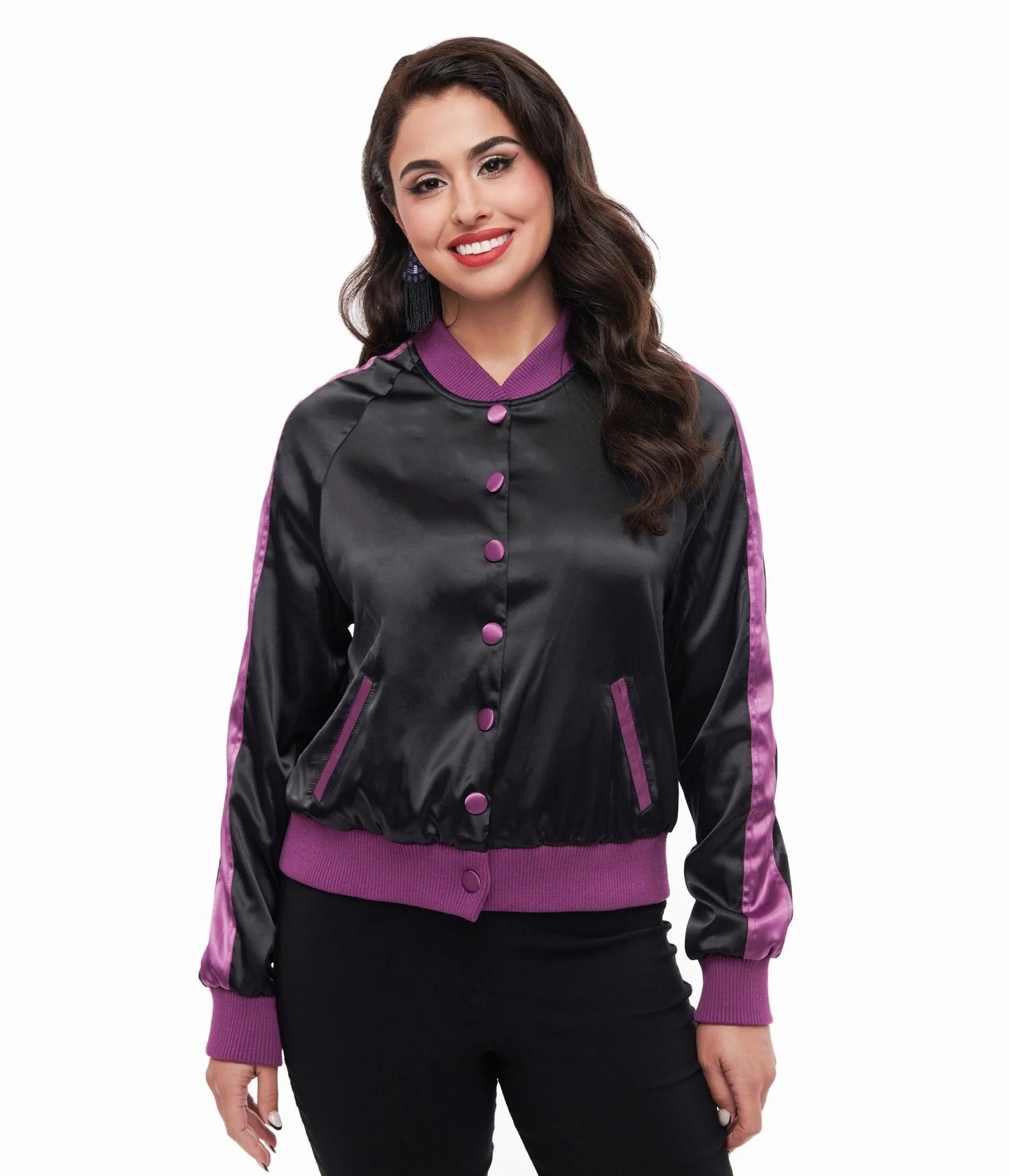 Disney Hocus Pocus Collection by Unique Vintage Purple & Black Hocus Pocus Spell Bomber Jacket sold by Unique Vintage product image thumbnail 3