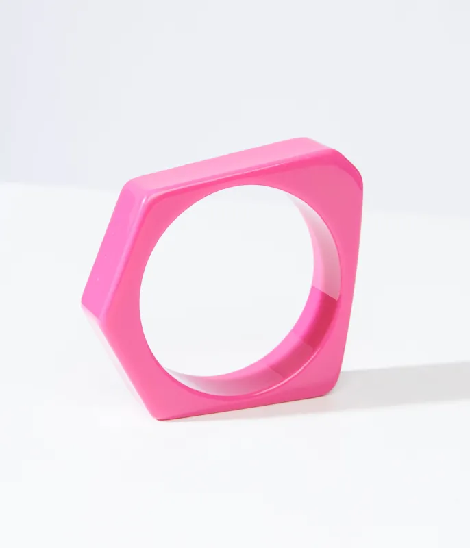 1960s Hot Pink Acrylic Stacking Bangle sold by Unique Vintage