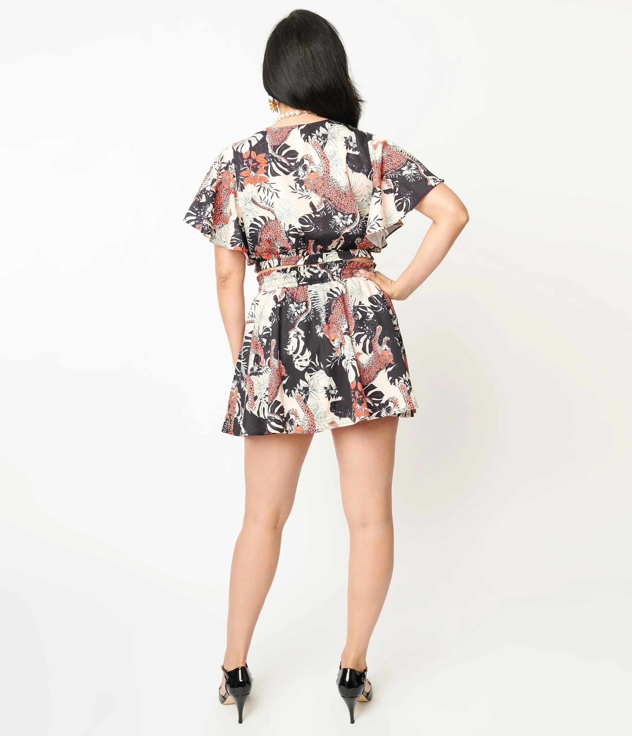 Unique Vintage Black Jungle Cat Print Daryl Skort sold by Unique Vintage product image thumbnail 3