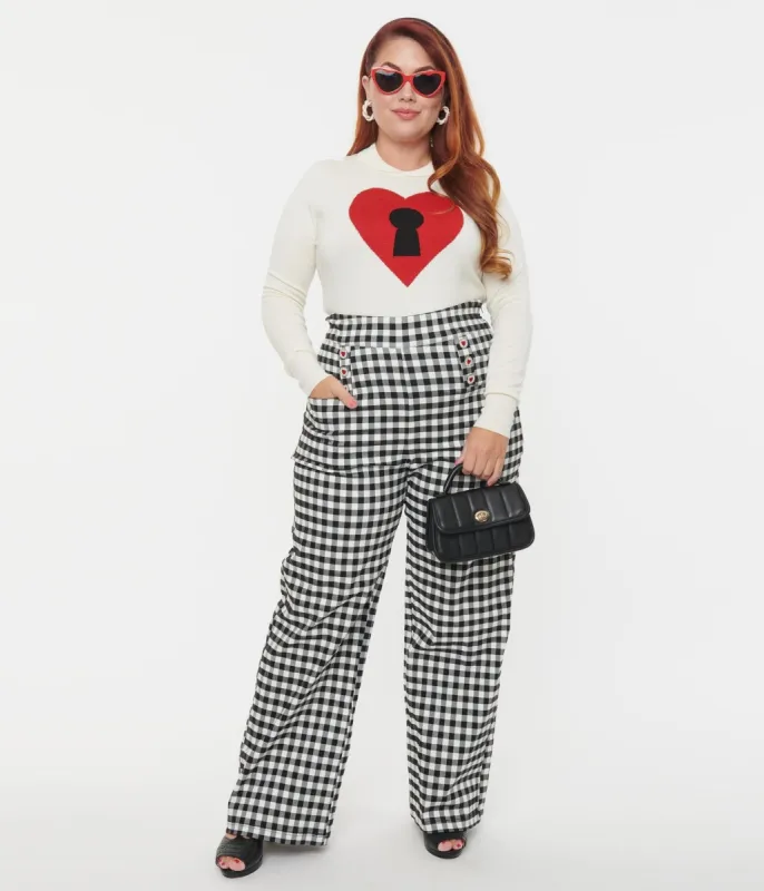 Unique Vintage Plus Size 1940s Black Gingham Ginger Pants sold by Unique Vintage