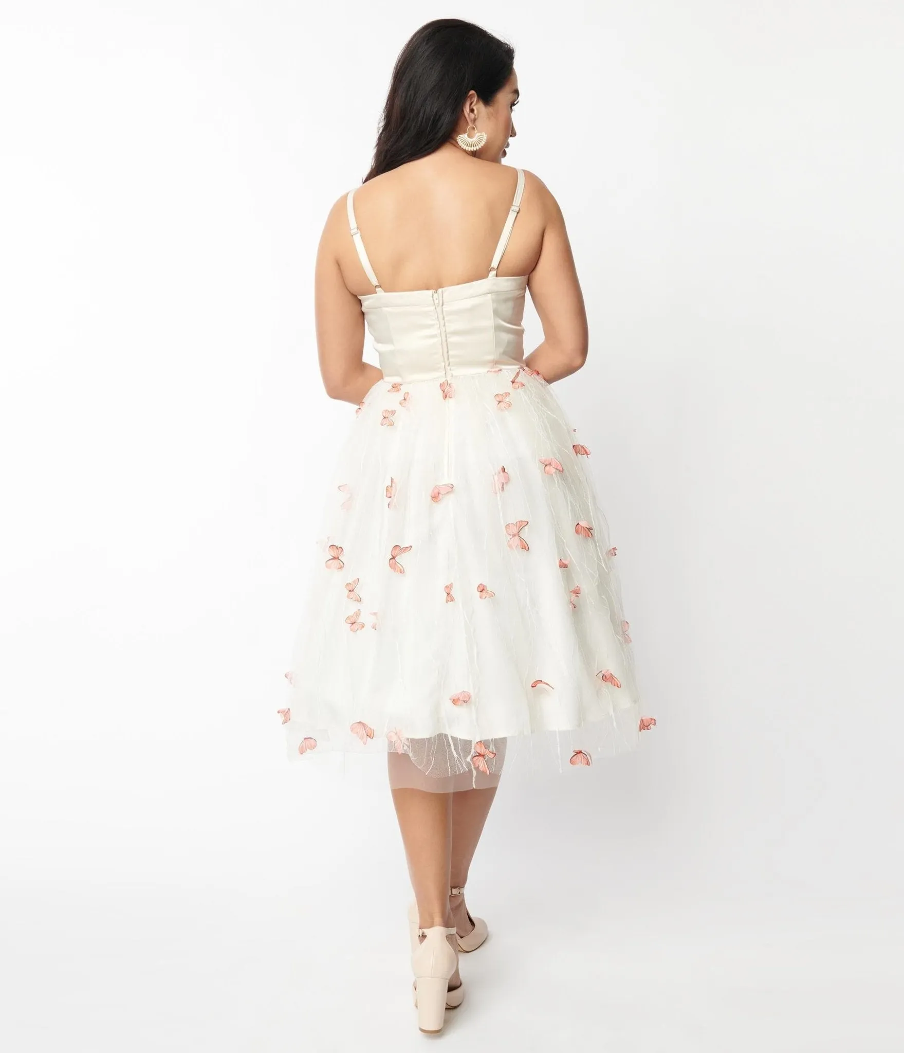 Unique Vintage Ivory & Butterfly Bertie Swing Dress sold by Unique Vintage product image thumbnail 3